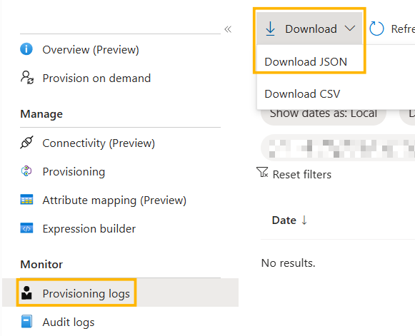Entra ID - provisioning logs for a specific app